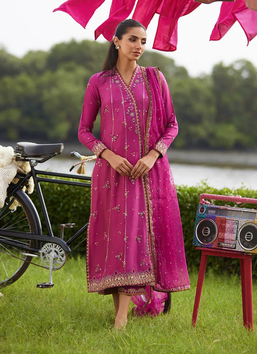 Farah Talib Aziz | Mayna Festive Luxe Pret | Mirage Magenta Shirt And Dupatta - Aqsa Fabrics
