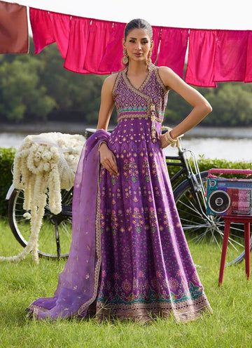 Farah Talib Aziz | Mayna Festive Luxe Pret | Aurora Aubergine Kalidaar And Dupatta - Aqsa Fabrics