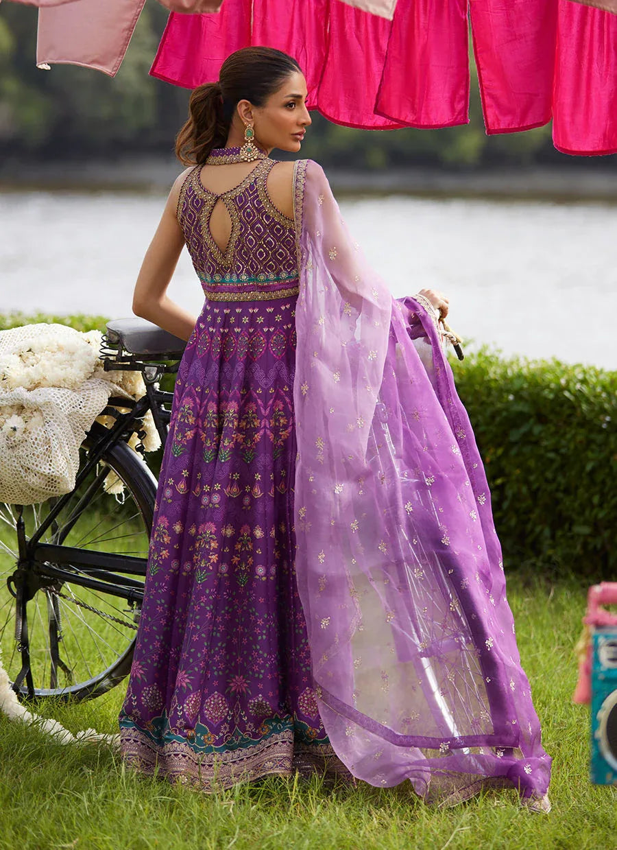 Farah Talib Aziz | Mayna Festive Luxe Pret | Aurora Aubergine Kalidaar And Dupatta - Aqsa Fabrics