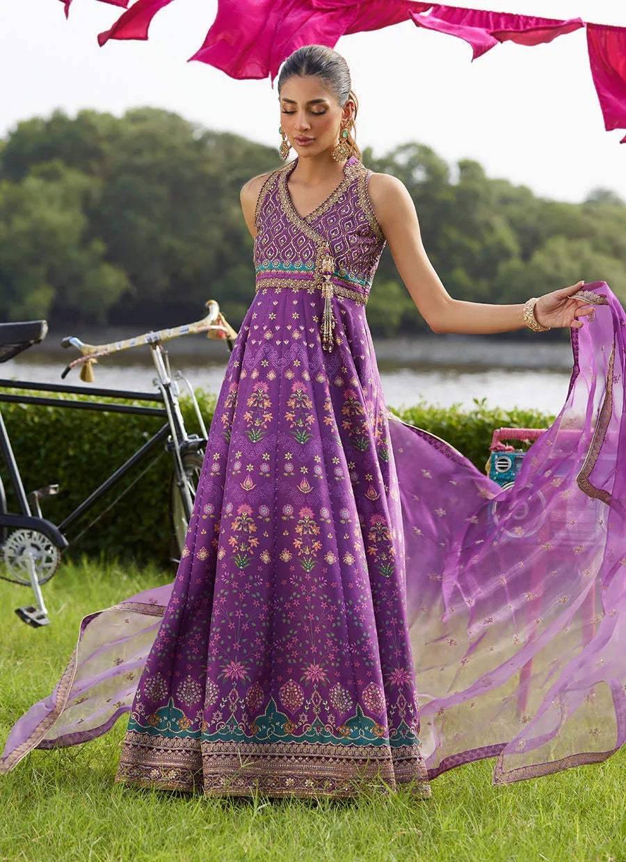 Farah Talib Aziz | Mayna Festive Luxe Pret | Aurora Aubergine Kalidaar And Dupatta - Aqsa Fabrics