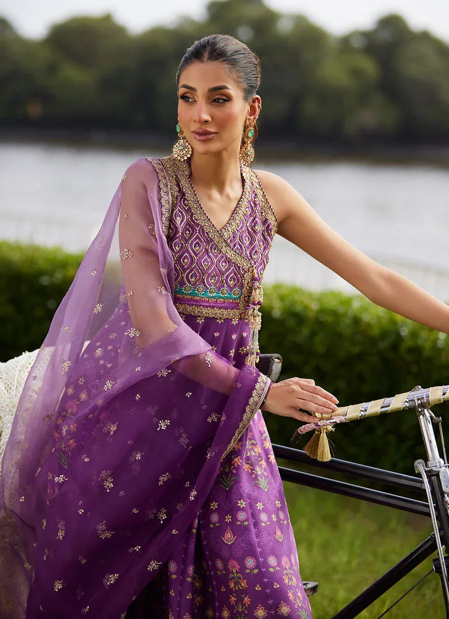 Farah Talib Aziz | Mayna Festive Luxe Pret | Aurora Aubergine Kalidaar And Dupatta - Aqsa Fabrics