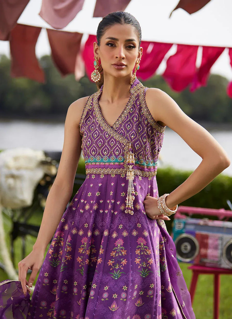 Farah Talib Aziz | Mayna Festive Luxe Pret | Aurora Aubergine Kalidaar And Dupatta - Aqsa Fabrics