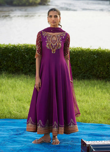 Farah Talib Aziz | Mayna Festive Luxe Pret | Pehil Purple And Dupatta Kalidaar - Aqsa Fabrics