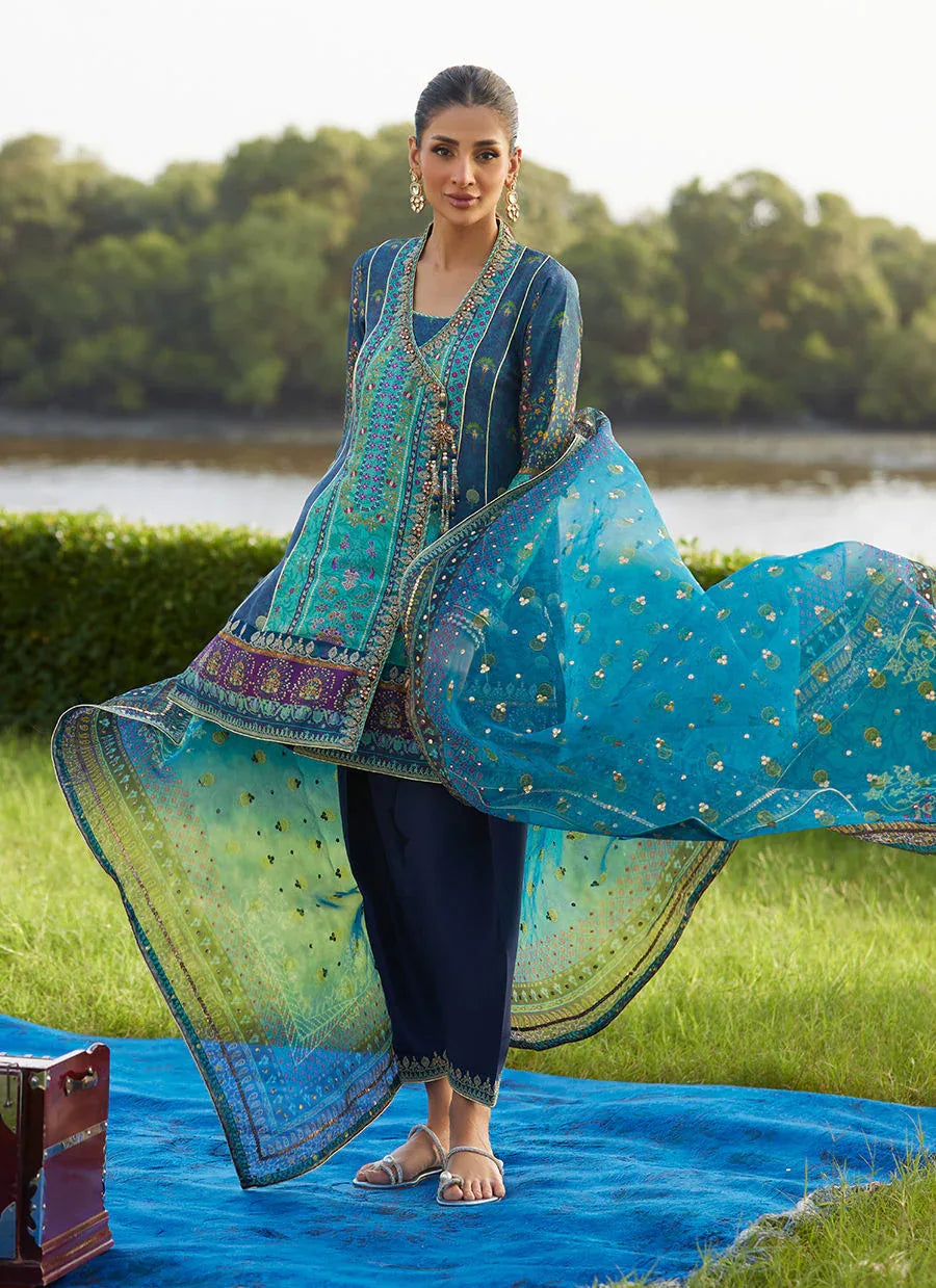 Farah Talib Aziz | Mayna Festive Luxe Pret | Azeema Angarkha And Dupatta - Aqsa Fabrics