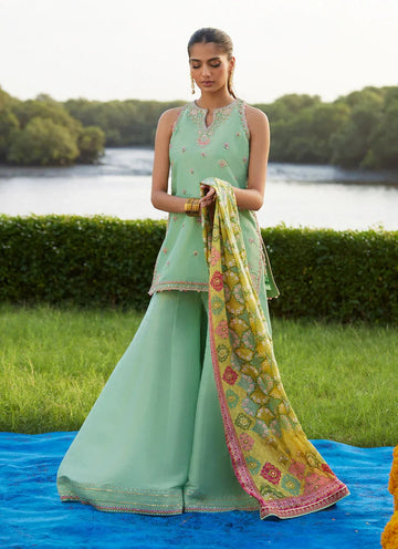 Farah Talib Aziz | Mayna Festive Luxe Pret | Cascade Mint Shirt And Dupatta - Aqsa Fabrics