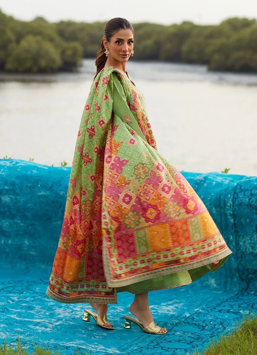 Farah Talib Aziz | Mayna Festive Luxe Pret | Elysian Sage Shirt And Dupatta - Aqsa Fabrics