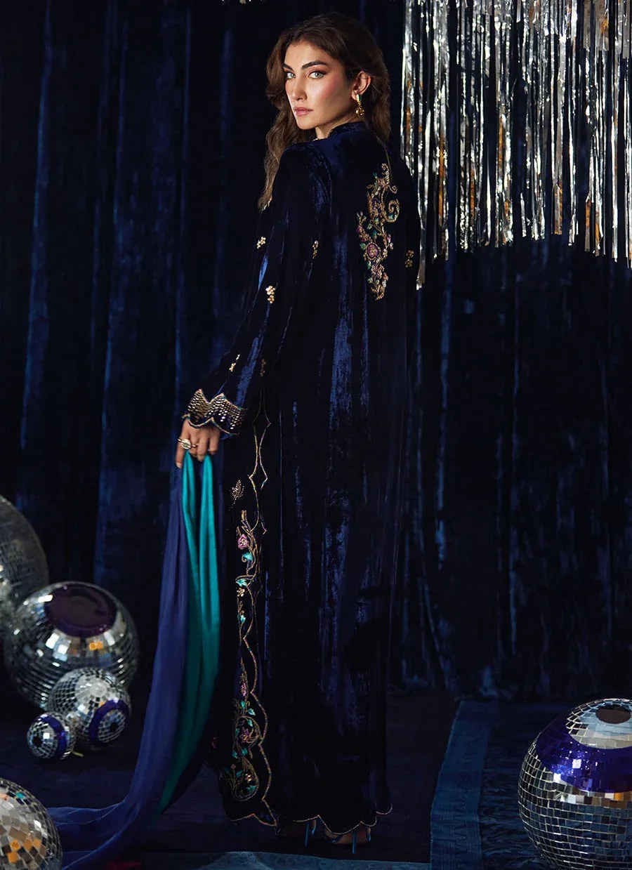 Farah Talib Aziz | Velvet Fete 4 | Valeh Navy Shirt And Dupatta - Aqsa Fabrics