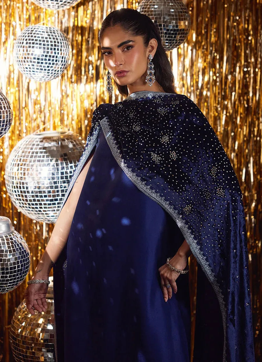 Farah Talib Aziz | Velvet Fete 4 | Elyra Silk Shirt And Pre-Draped Dupatta - Aqsa Fabrics