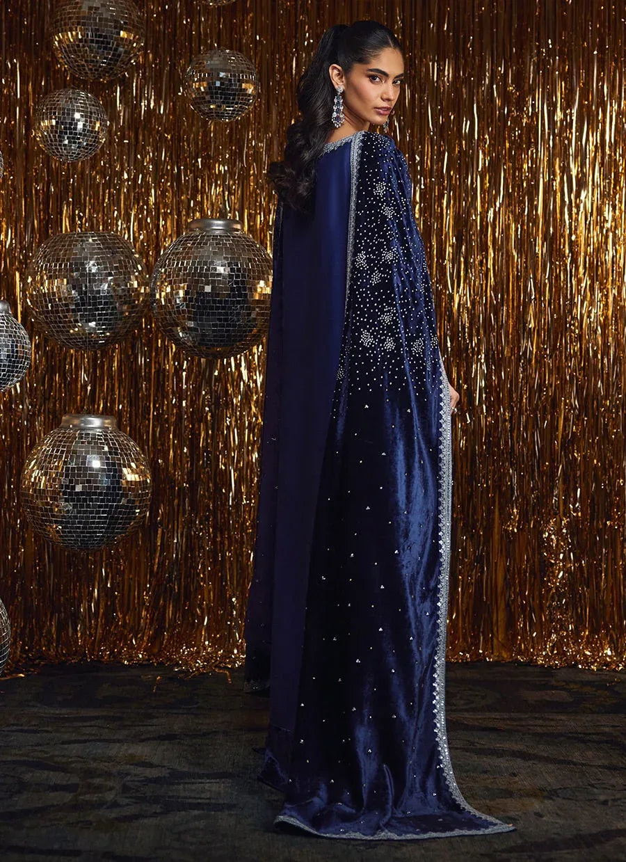 Farah Talib Aziz | Velvet Fete 4 | Elyra Silk Shirt And Pre-Draped Dupatta - Aqsa Fabrics