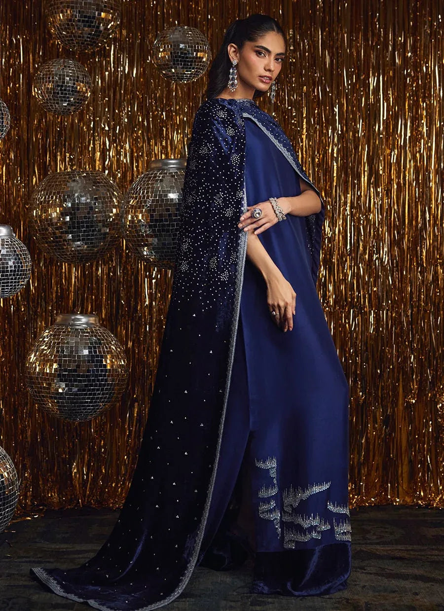 Farah Talib Aziz | Velvet Fete 4 | Elyra Silk Shirt And Pre-Draped Dupatta - Aqsa Fabrics