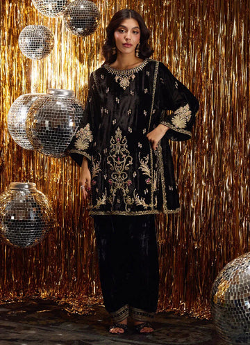 Farah Talib Aziz | Velvet Fete 4 | Liana Onyx Shirt - Aqsa Fabrics