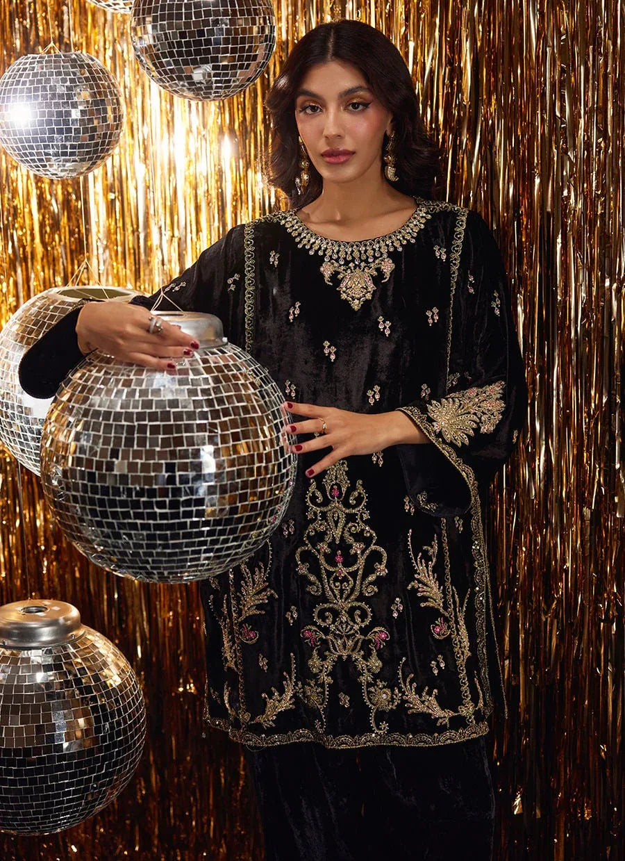 Farah Talib Aziz | Velvet Fete 4 | Liana Onyx Shirt - Aqsa Fabrics