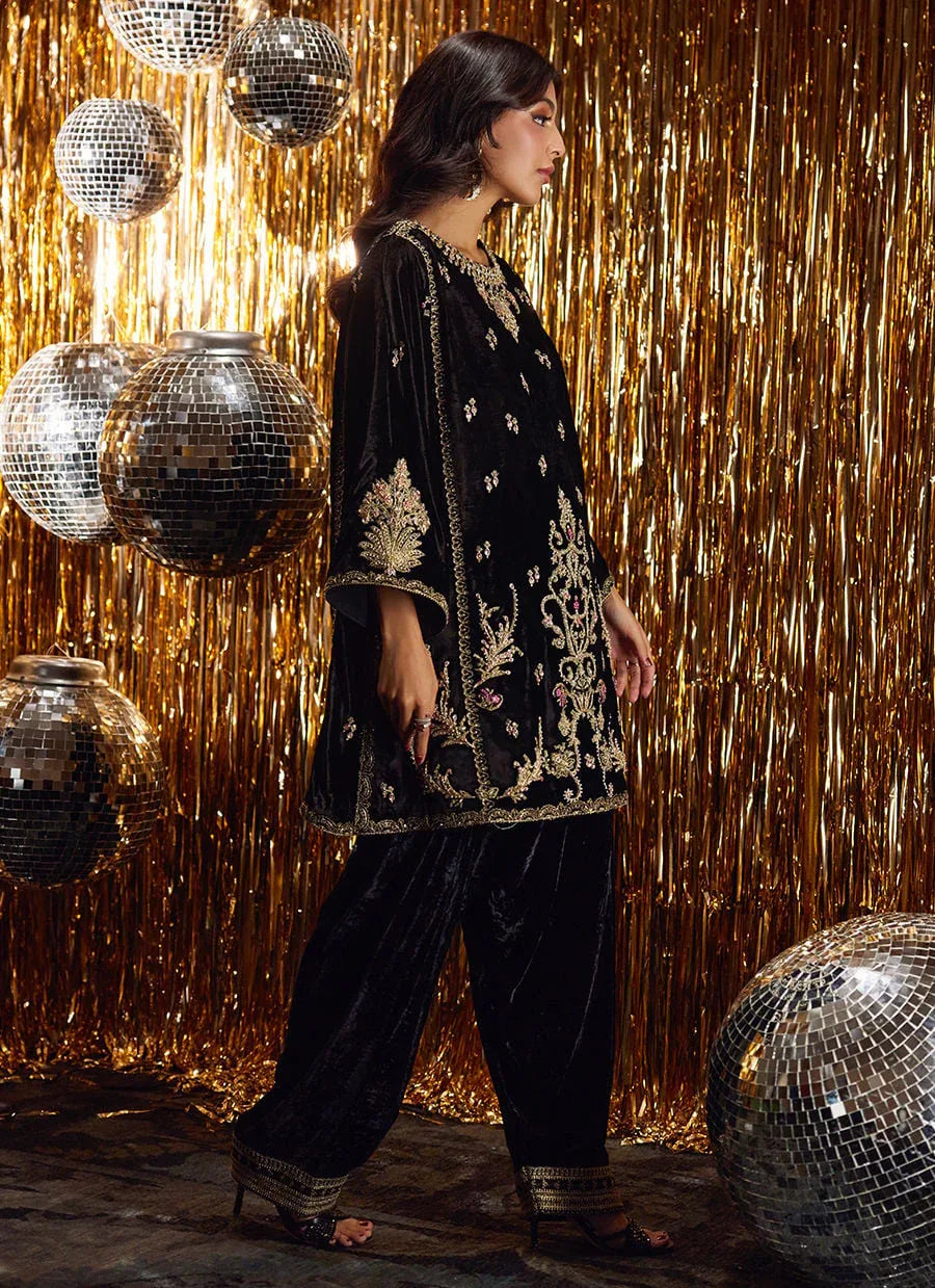 Farah Talib Aziz | Velvet Fete 4 | Liana Onyx Shirt - Aqsa Fabrics