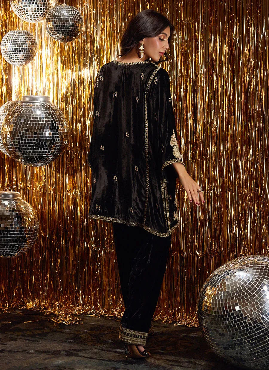 Farah Talib Aziz | Velvet Fete 4 | Liana Onyx Shirt - Aqsa Fabrics