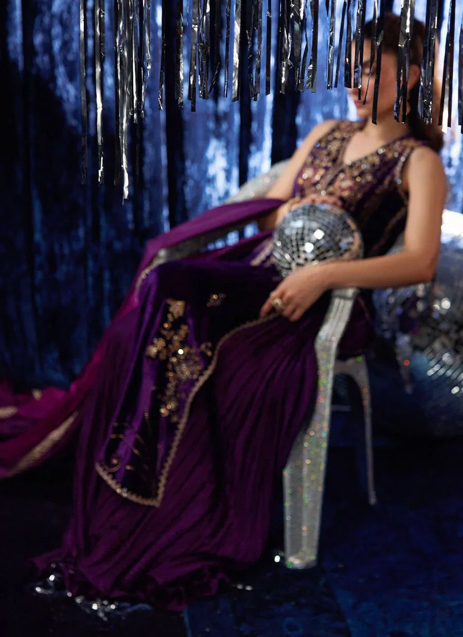 Farah Talib Aziz | Velvet Fete 4 | Amima Aubergine Shirt And Dupatta - Aqsa Fabrics