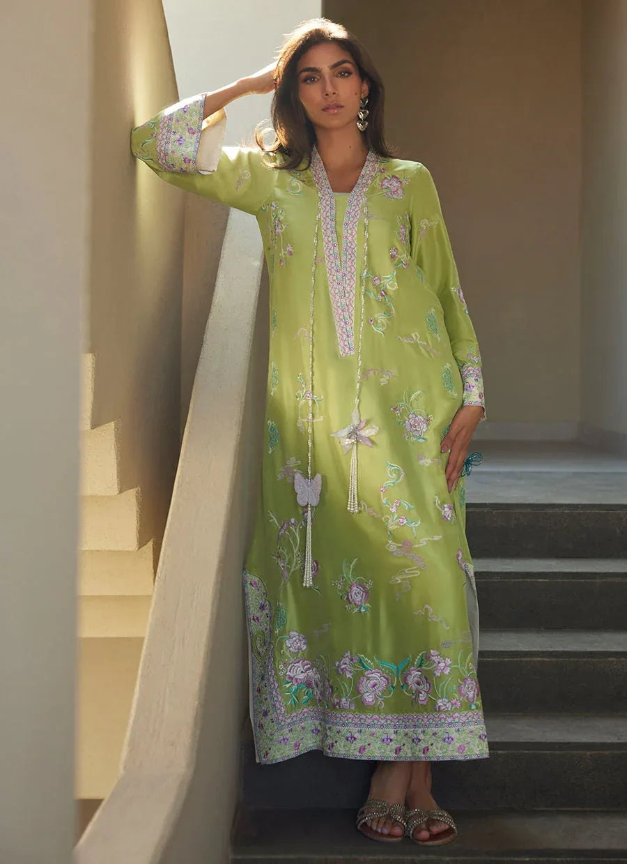 Farah Talib Aziz | Laani The Kaftan Edit | Zinni Silk - Aqsa Fabrics