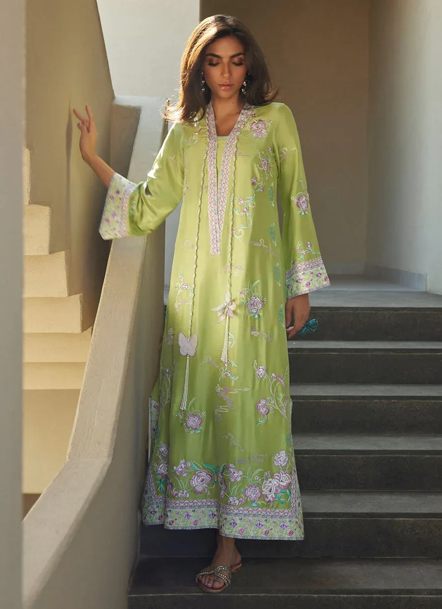 Farah Talib Aziz | Laani The Kaftan Edit | Zinni Silk - Aqsa Fabrics