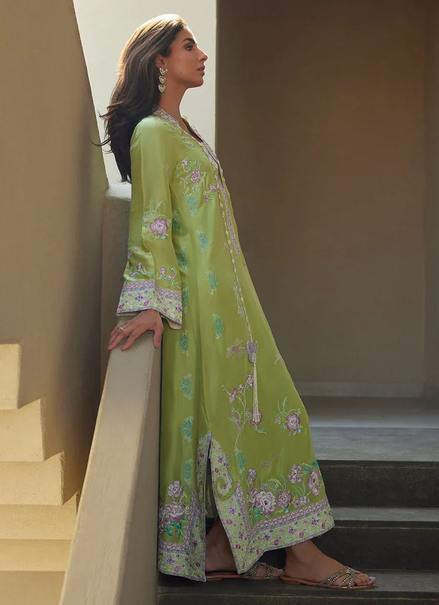 Farah Talib Aziz | Laani The Kaftan Edit | Zinni Silk - Aqsa Fabrics