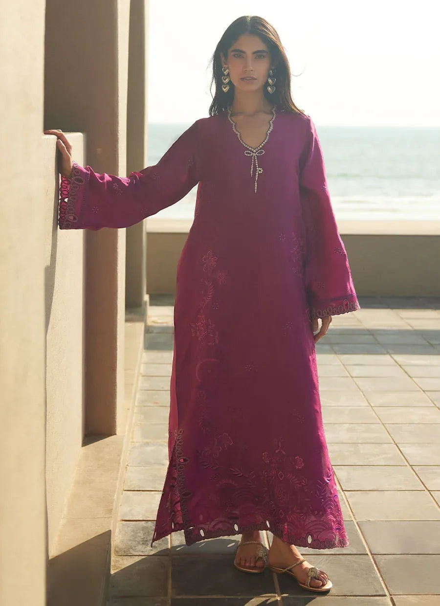 Farah Talib Aziz | Laani The Kaftan Edit | Aerie Hot Pink - Aqsa Fabrics