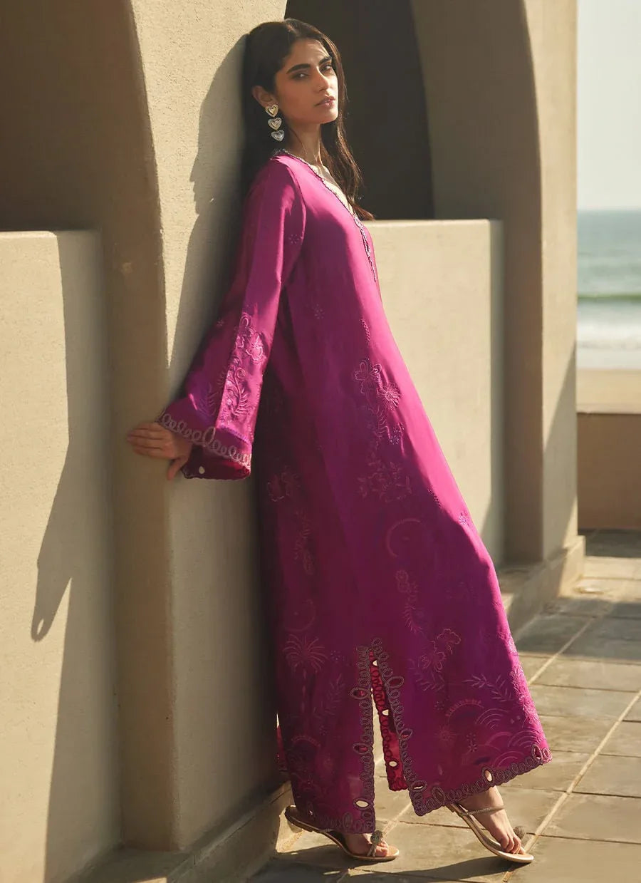 Farah Talib Aziz | Laani The Kaftan Edit | Aerie Hot Pink - Aqsa Fabrics