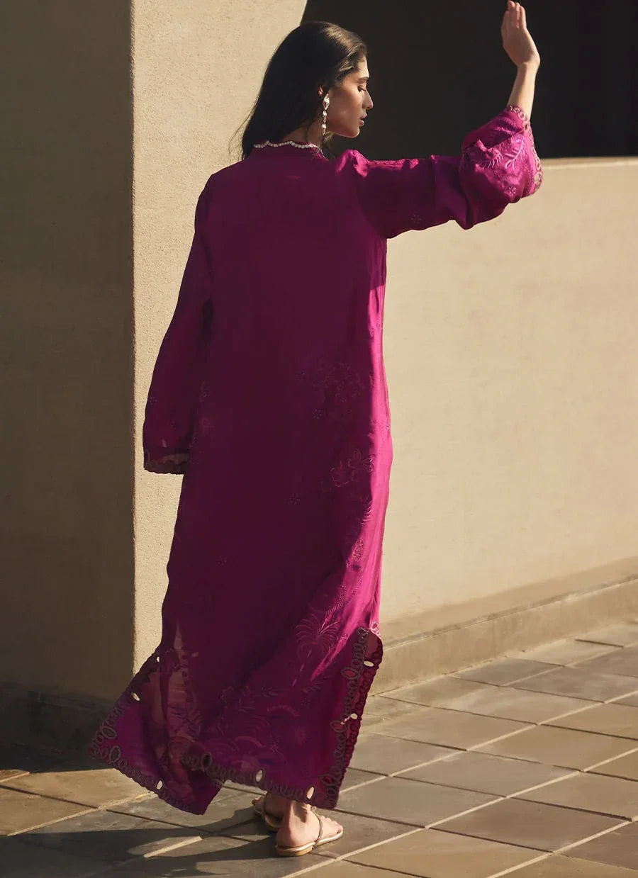 Farah Talib Aziz | Laani The Kaftan Edit | Aerie Hot Pink - Aqsa Fabrics