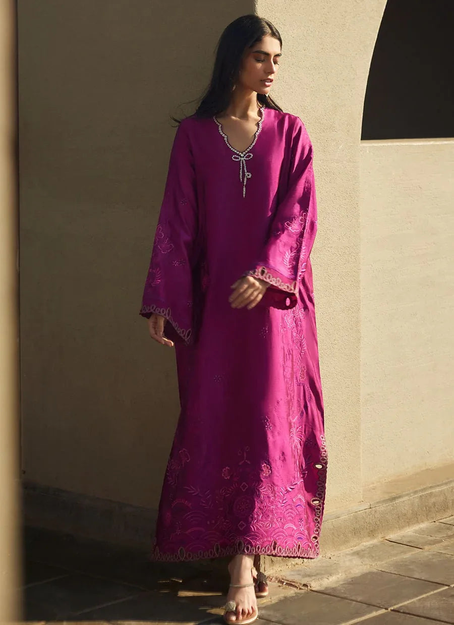 Farah Talib Aziz | Laani The Kaftan Edit | Aerie Hot Pink - Aqsa Fabrics