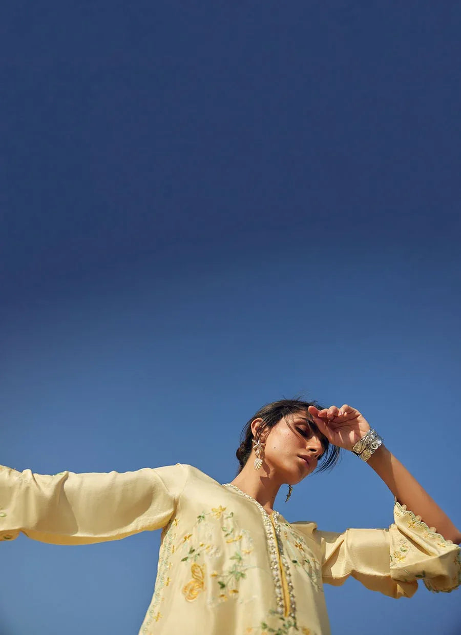 Farah Talib Aziz | Laani The Kaftan Edit | Lira Lemon - Aqsa Fabrics