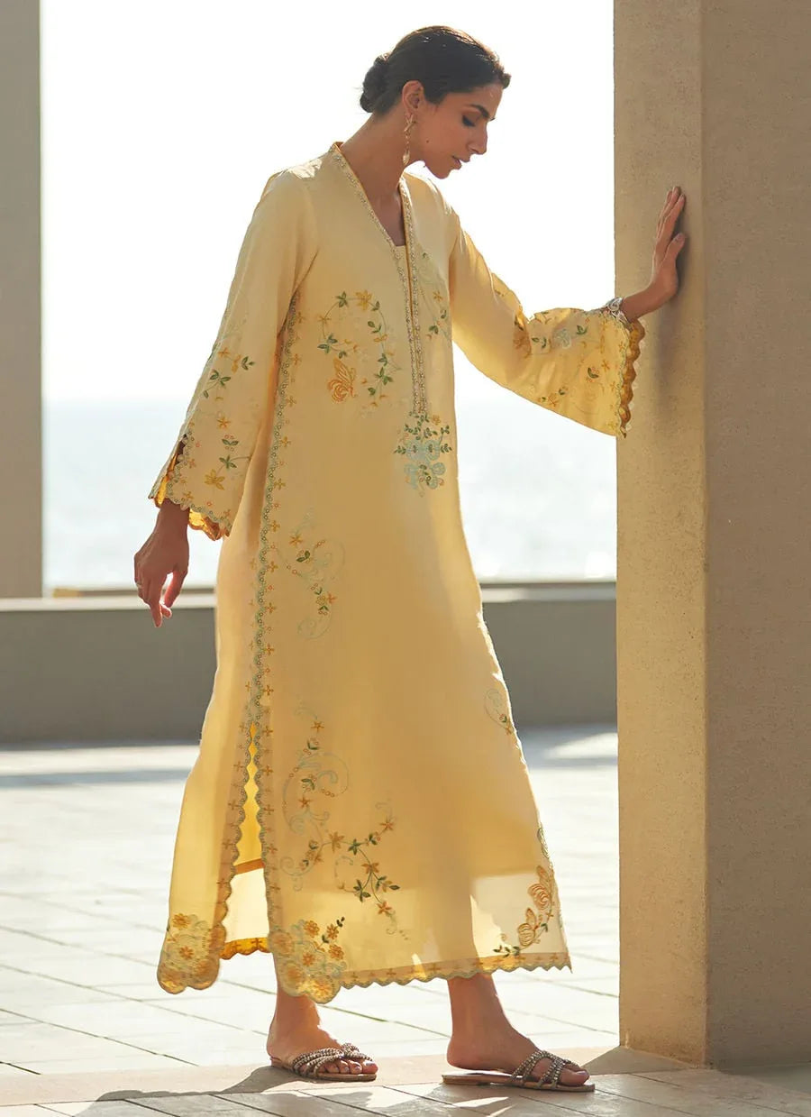 Farah Talib Aziz | Laani The Kaftan Edit | Lira Lemon - Aqsa Fabrics