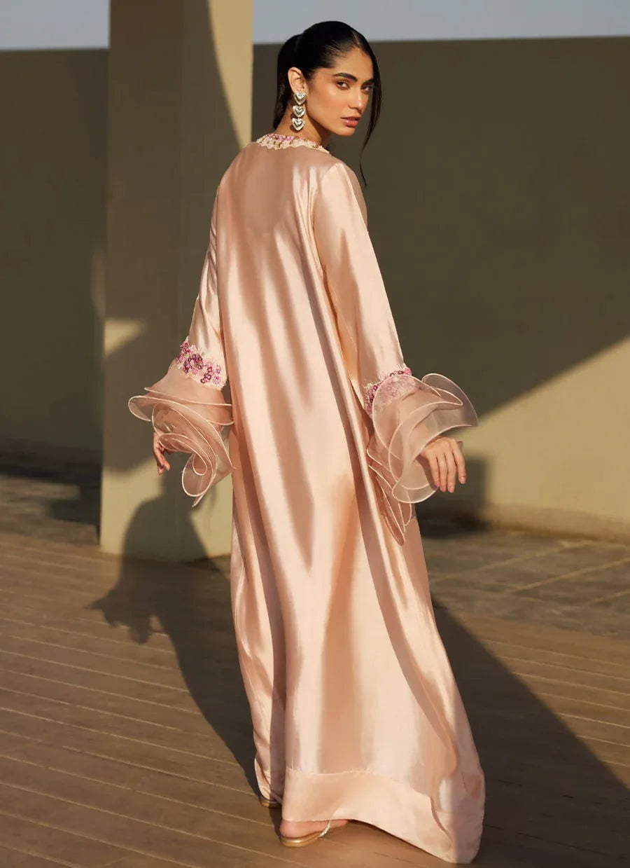 Farah Talib Aziz | Laani The Kaftan Edit | Mariposa Blush - Aqsa Fabrics