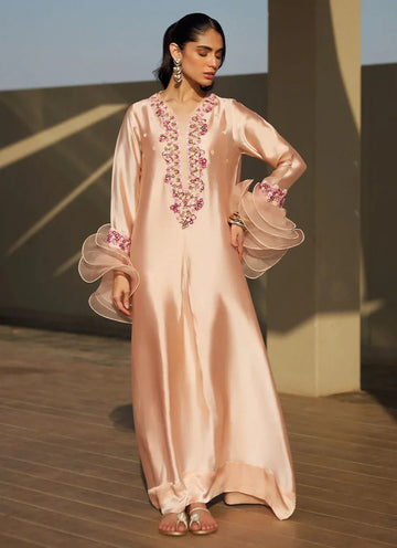 Farah Talib Aziz | Laani The Kaftan Edit | Mariposa Blush - Aqsa Fabrics