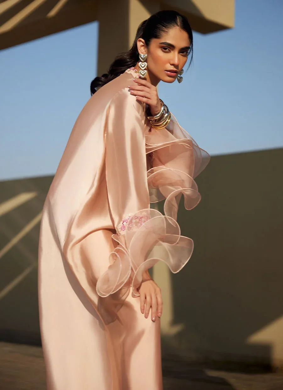 Farah Talib Aziz | Laani The Kaftan Edit | Mariposa Blush - Aqsa Fabrics