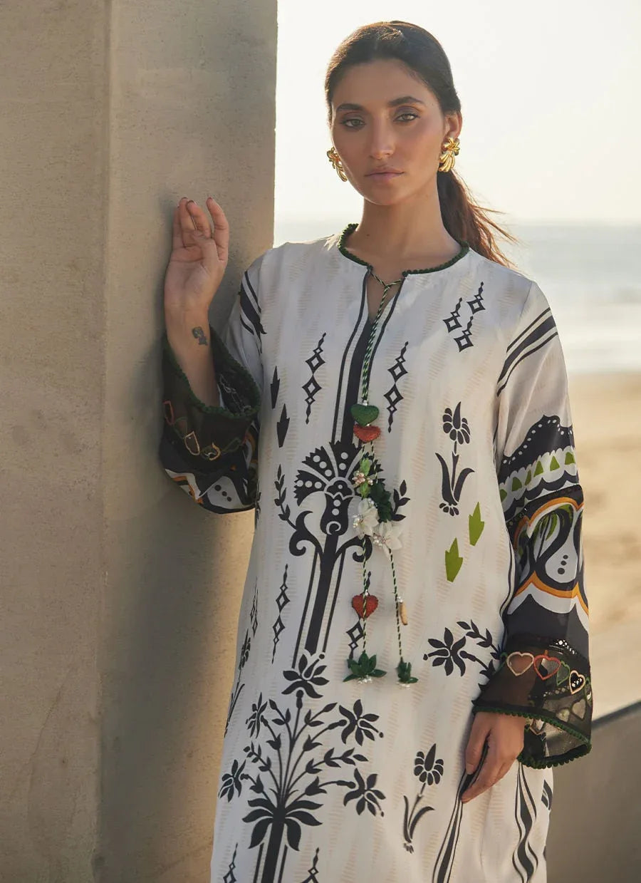 Farah Talib Aziz | Laani The Kaftan Edit | Zenya Crepe - Aqsa Fabrics