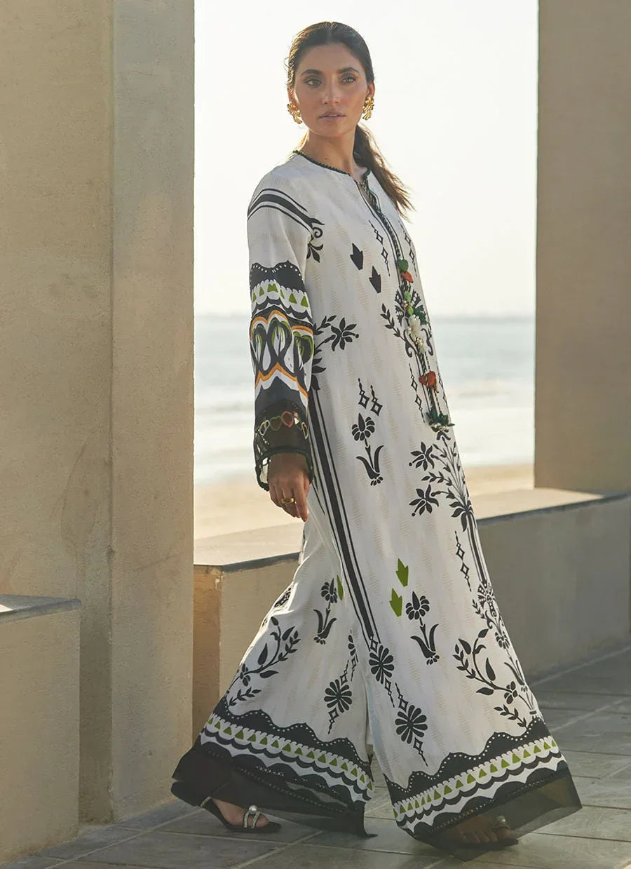 Farah Talib Aziz | Laani The Kaftan Edit | Zenya Crepe - Aqsa Fabrics