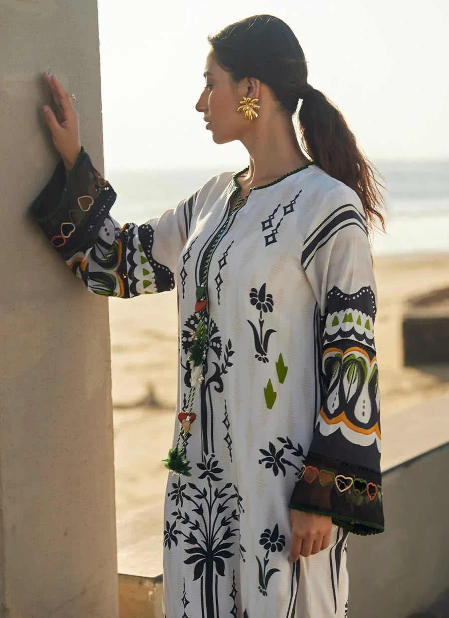 Farah Talib Aziz | Laani The Kaftan Edit | Zenya Crepe - Aqsa Fabrics