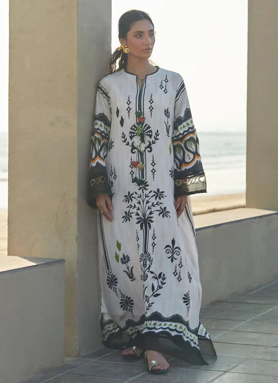 Farah Talib Aziz | Laani The Kaftan Edit | Zenya Crepe - Aqsa Fabrics