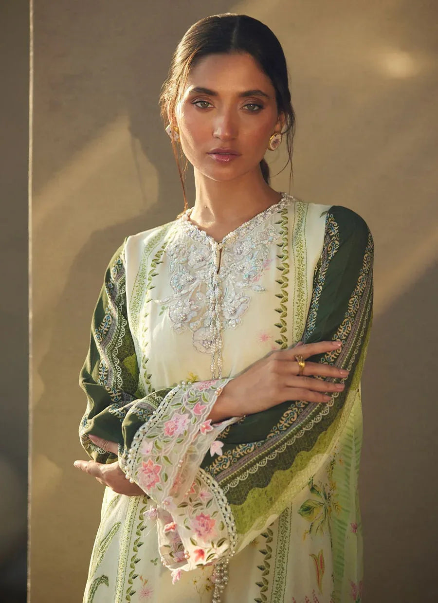 Farah Talib Aziz | Laani The Kaftan Edit | Selah Kiwi Crepe - Aqsa Fabrics