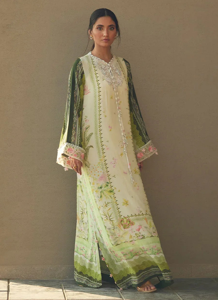 Farah Talib Aziz | Laani The Kaftan Edit | Selah Kiwi Crepe - Aqsa Fabrics