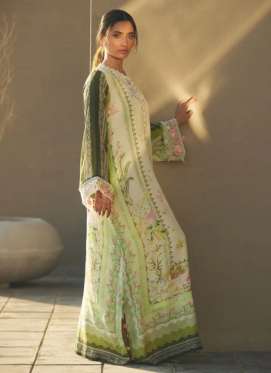 Farah Talib Aziz | Laani The Kaftan Edit | Selah Kiwi Crepe - Aqsa Fabrics