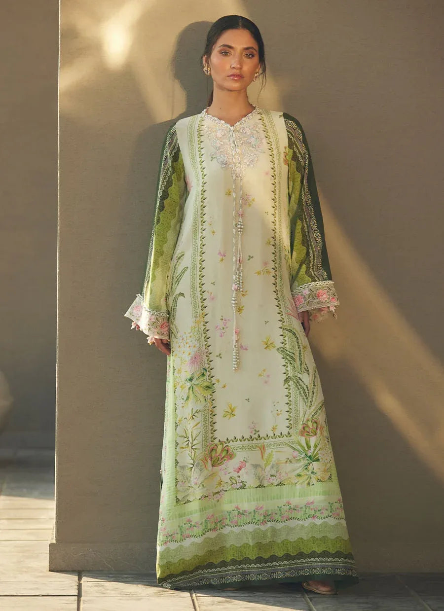 Farah Talib Aziz | Laani The Kaftan Edit | Selah Kiwi Crepe - Aqsa Fabrics