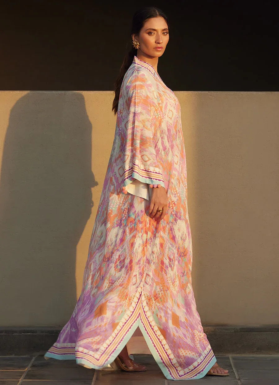 Farah Talib Aziz | Laani The Kaftan Edit | Solana Sunset Crepe - Aqsa Fabrics
