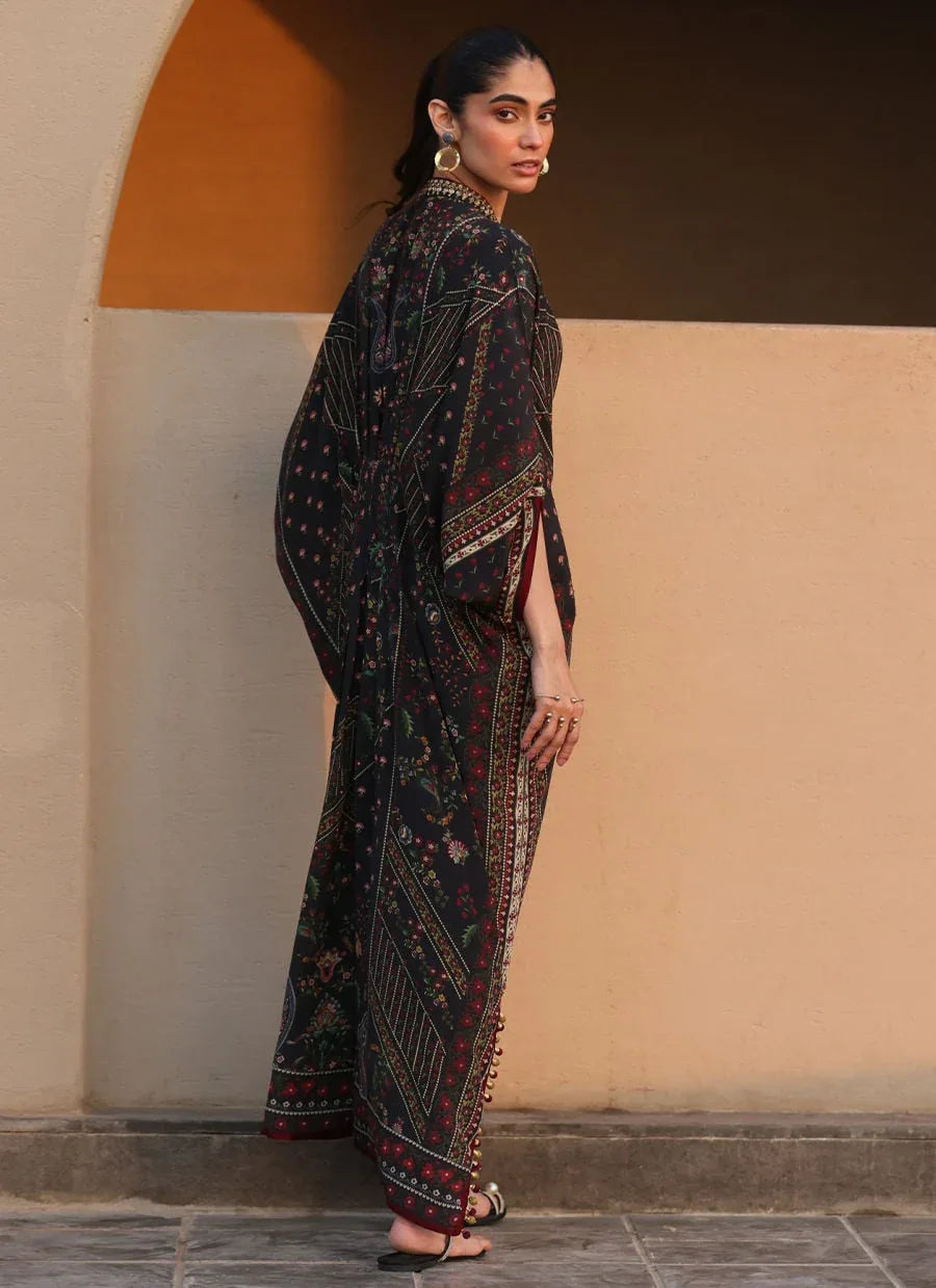 Farah Talib Aziz | Laani The Kaftan Edit | Neroli Onyx Crepe - Aqsa Fabrics