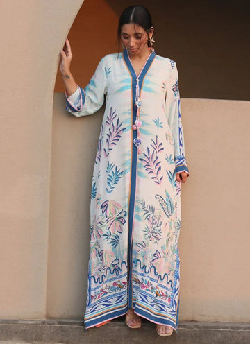Farah Talib Aziz | Laani The Kaftan Edit | Palmetto Crepe - Aqsa Fabrics