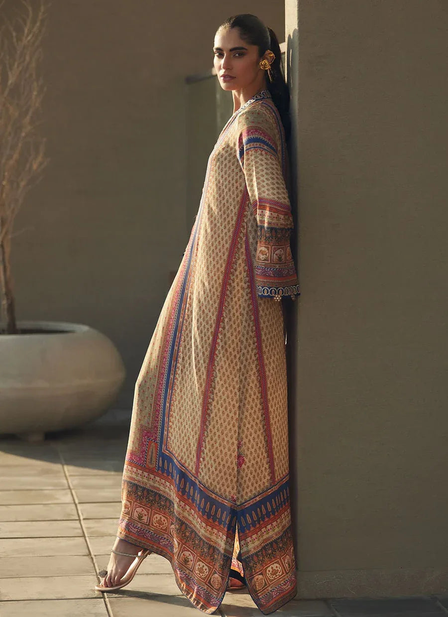 Farah Talib Aziz | Laani The Kaftan Edit | Sora Sand Crepe - Aqsa Fabrics