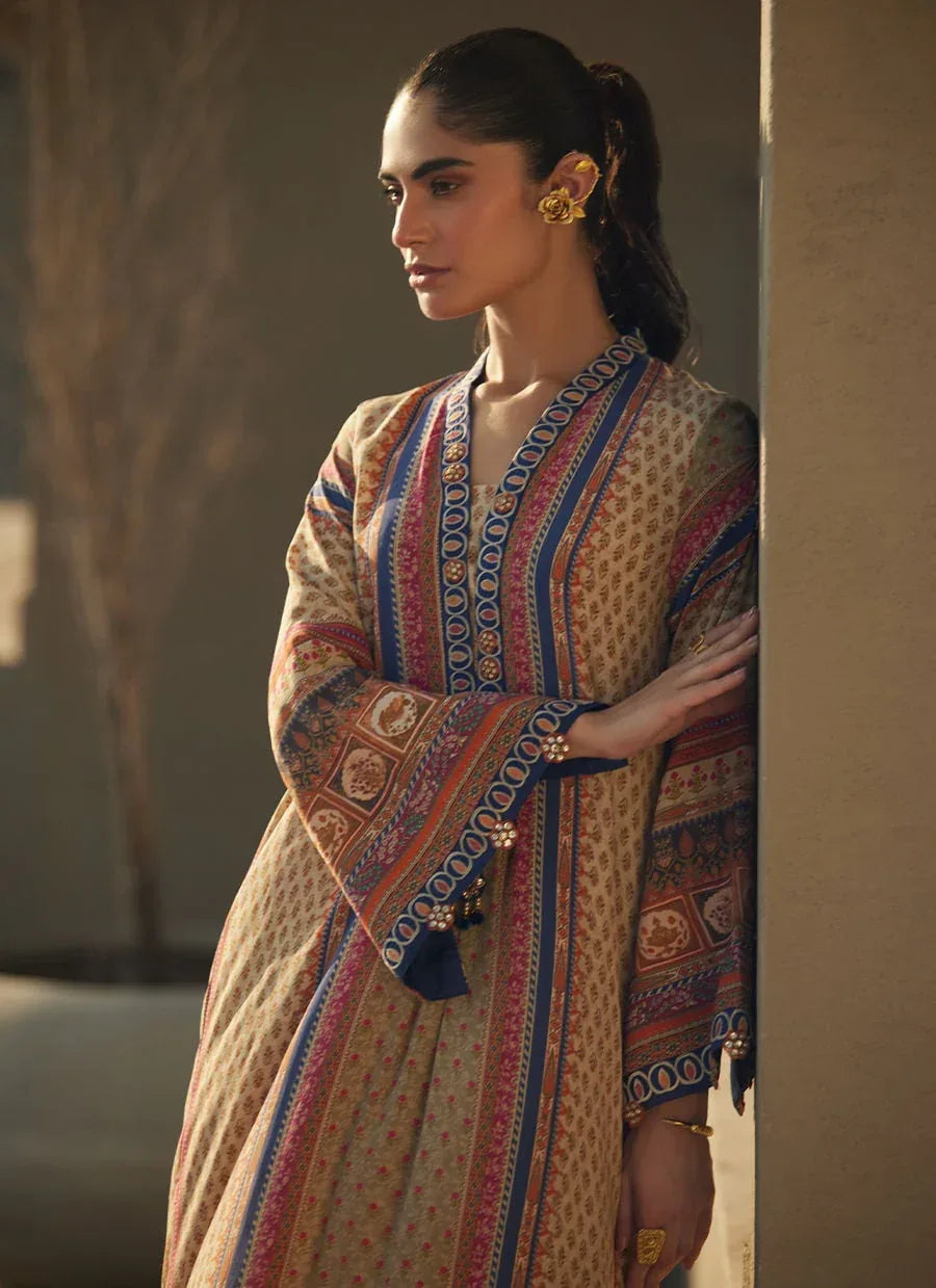 Farah Talib Aziz | Laani The Kaftan Edit | Sora Sand Crepe - Aqsa Fabrics