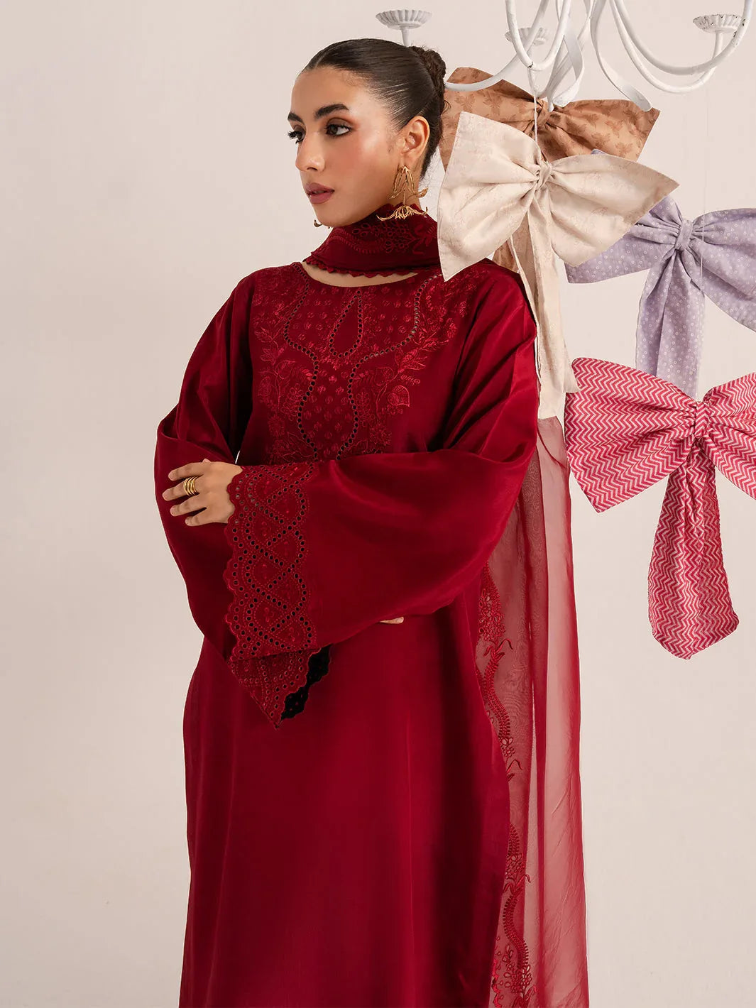 Izel | The Silk Chapter | Cerise - Aqsa Fabrics