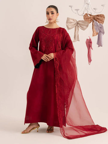 Izel | The Silk Chapter | Cerise - Aqsa Fabrics