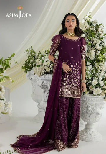 Asim Jofa | EMBROIDERED CHIFFON 3 PCS | AJIZL-02 - Aqsa Fabrics