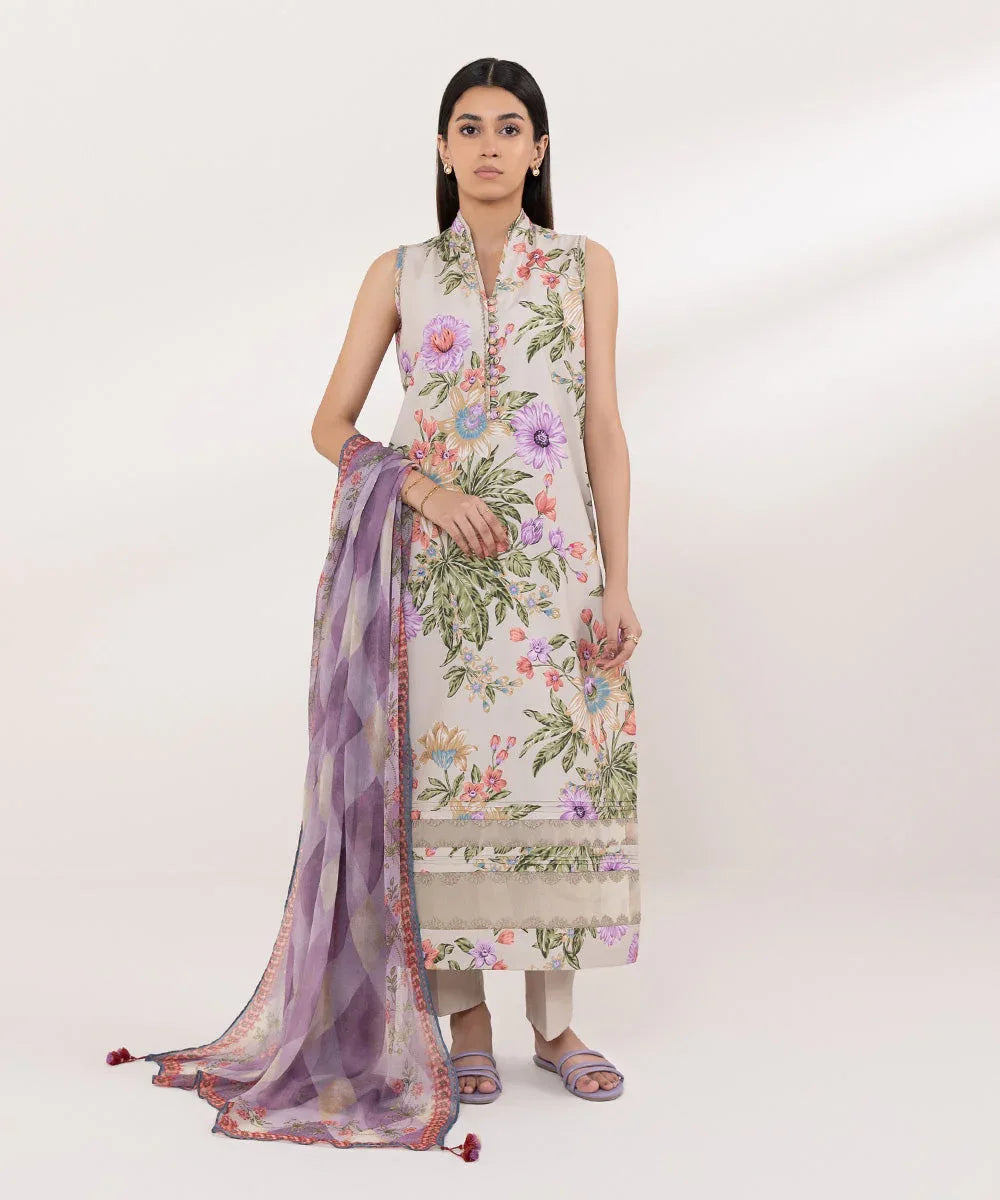 Sapphire | Intermix 2024 | Cambric Suit S-28 - Aqsa Fabrics