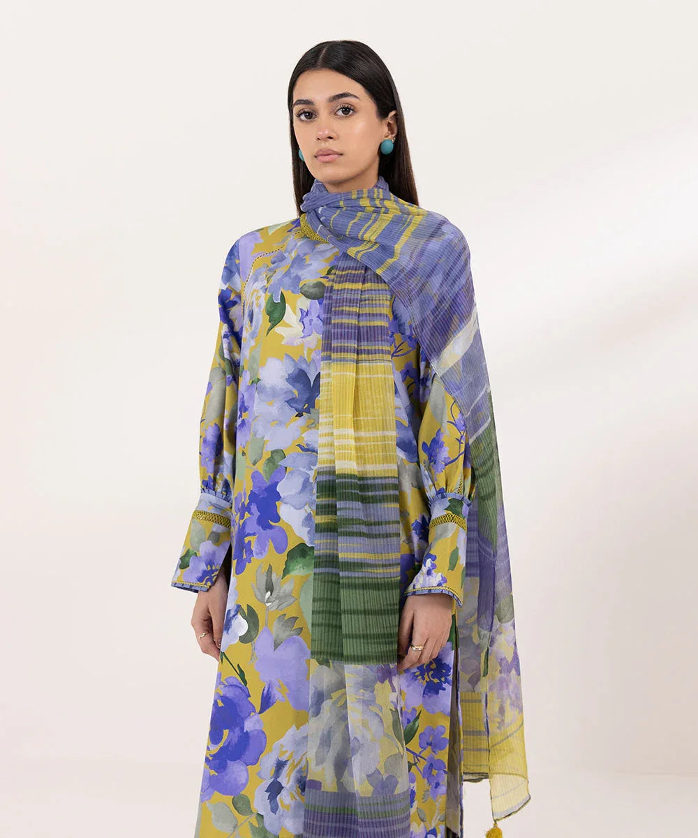 Sapphire | Intermix 2024 | Cambric Suit S-30 - Aqsa Fabrics