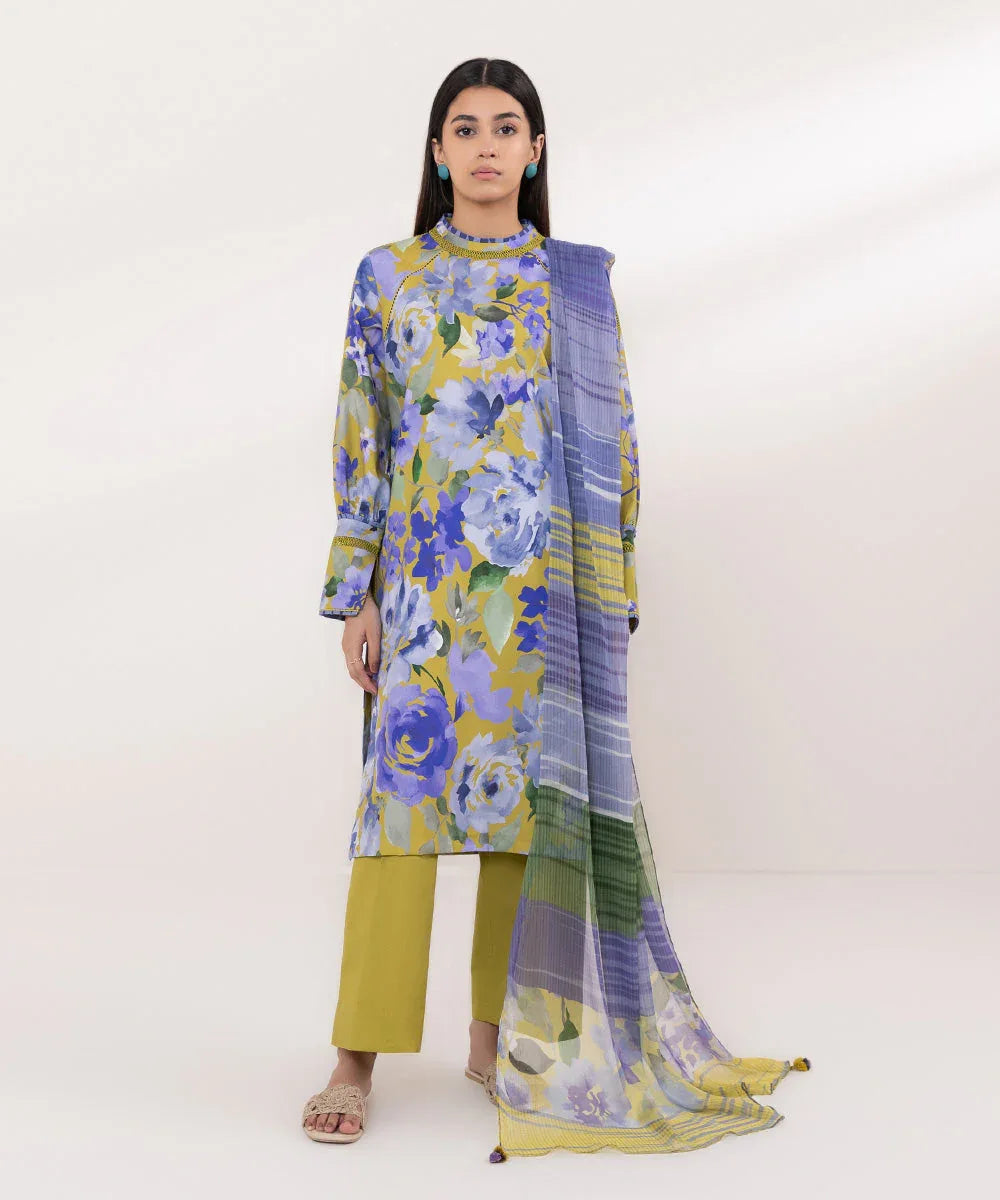 Sapphire | Intermix 2024 | Cambric Suit S-30 - Aqsa Fabrics